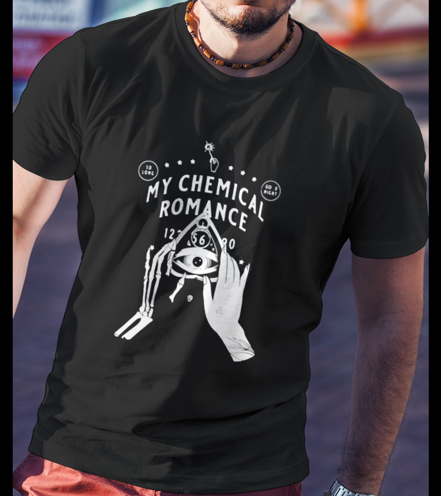 My Chemical Romance Spirit Board So Long Good Night Skeleton Hand Eye T-Shirt