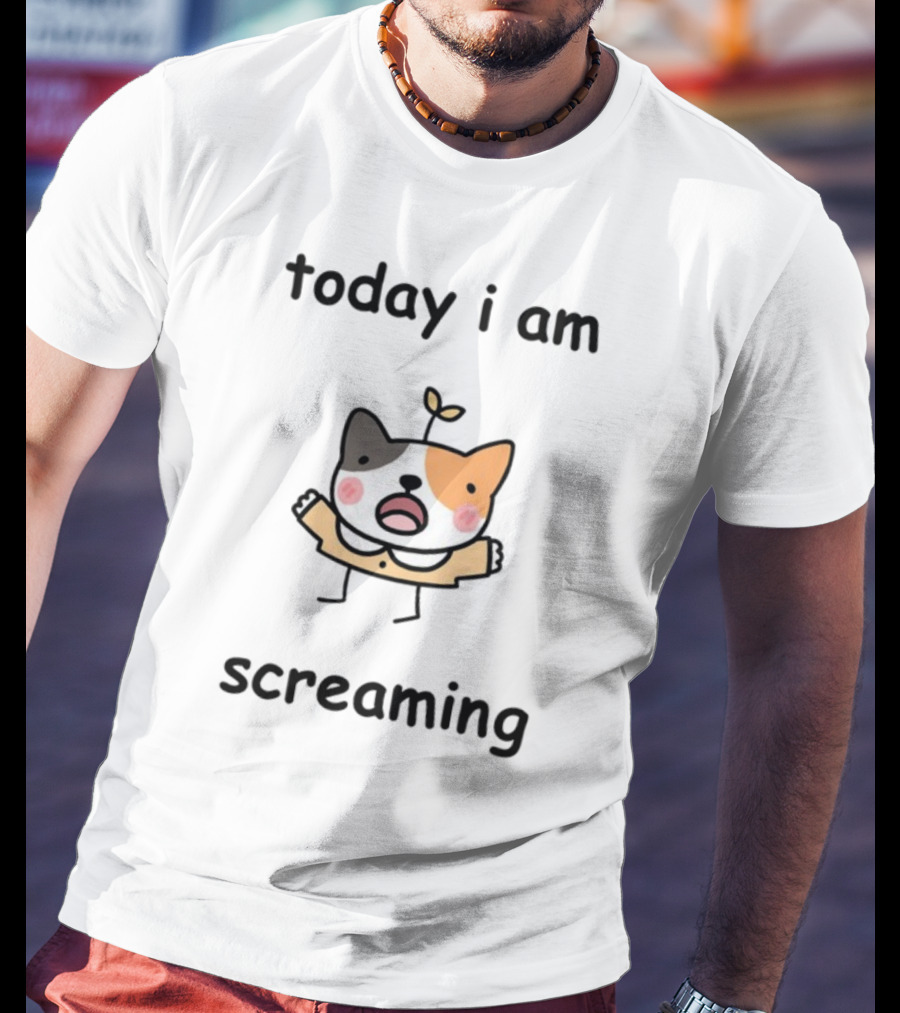 Today I Am Screaming Corgi Cartoon With Leaf Sprout T-Shirt