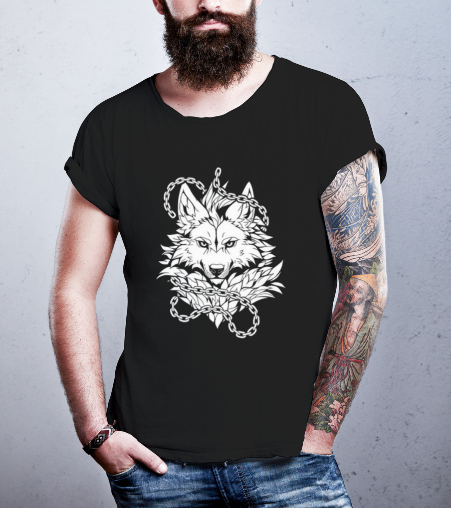 Wolf Head Enclosed By Chains T-Shirt