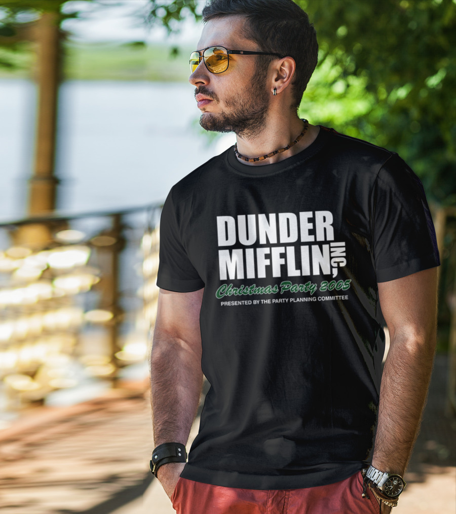 Dunder Mifflin Inc Christmas Party 2005 Presented By The Party Planning Committee Office Event T-Shirt