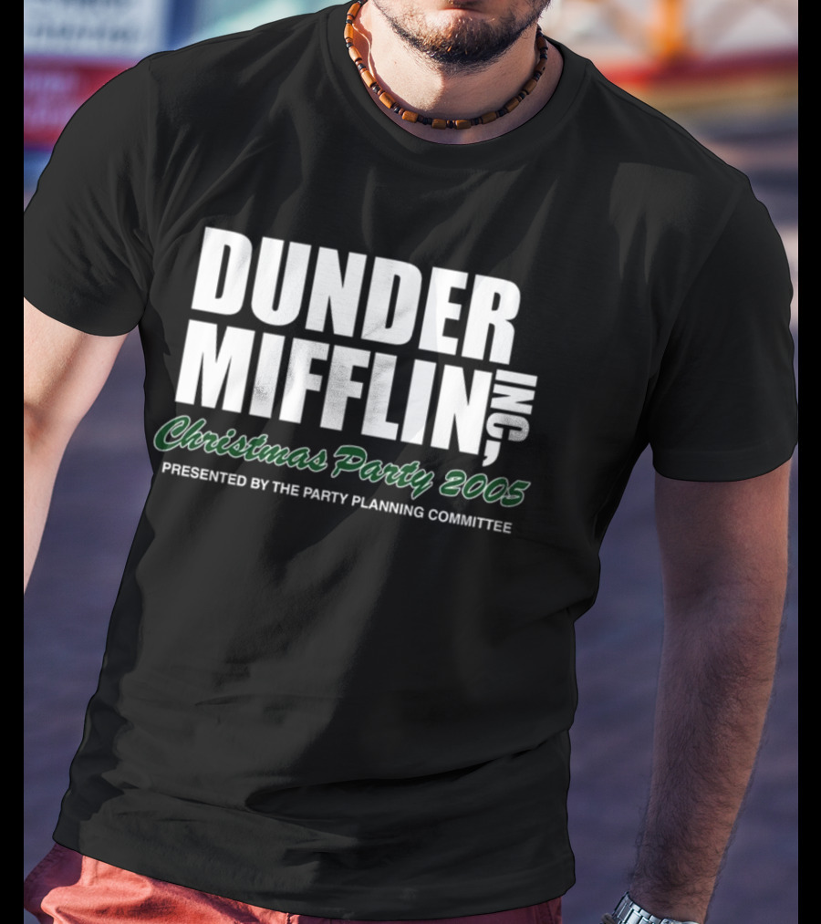 Dunder Mifflin Inc Christmas Party 2005 Presented By The Party Planning Committee Office Event T-Shirt