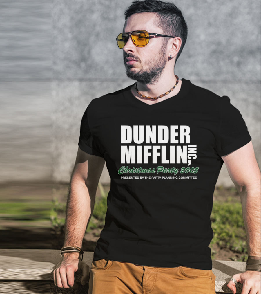 Dunder Mifflin Inc Christmas Party 2005 Presented By The Party Planning Committee Office Event T-Shirt