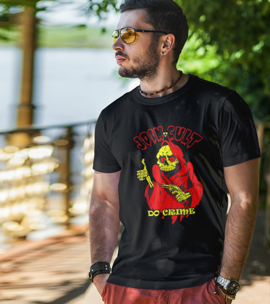 Join Cult Do Crime Grim Reaper Skeleton With Gun T-Shirt