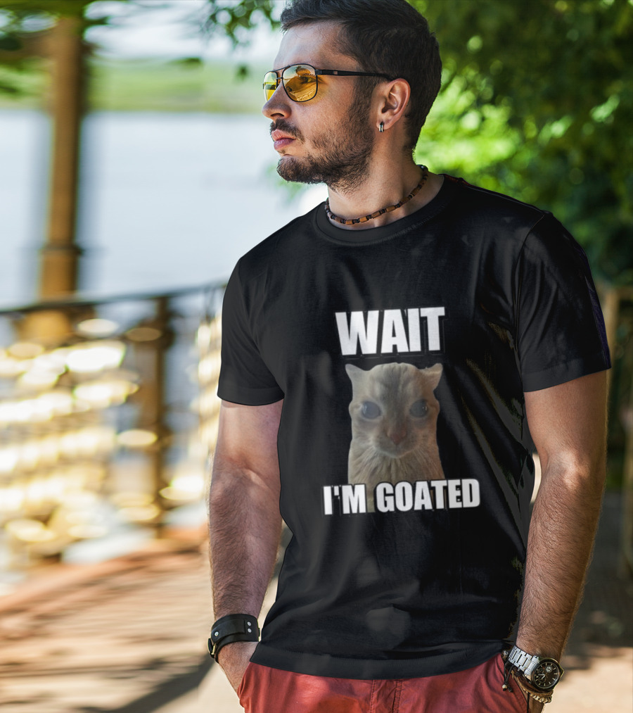 Cringeytees Cat Meme Wait I'M Goated T-Shirt
