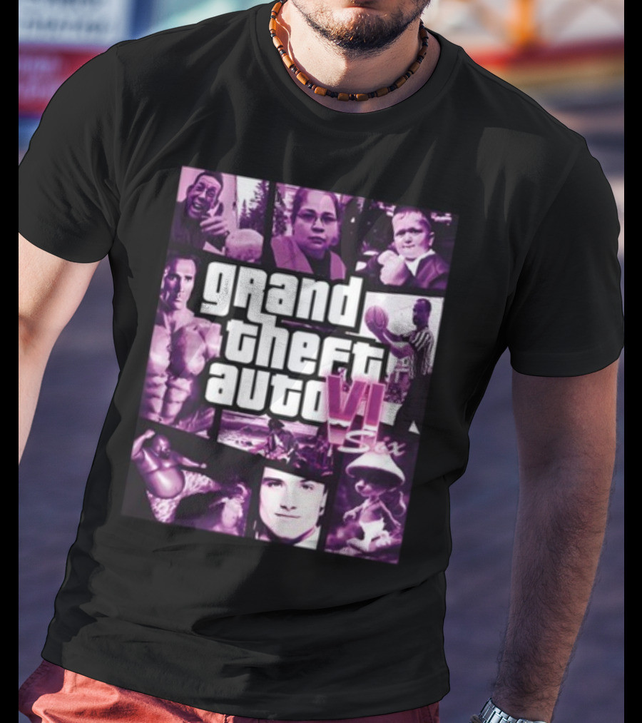 Grand Theft Auto VI Six Galleryno8 Purple Collage T-Shirt