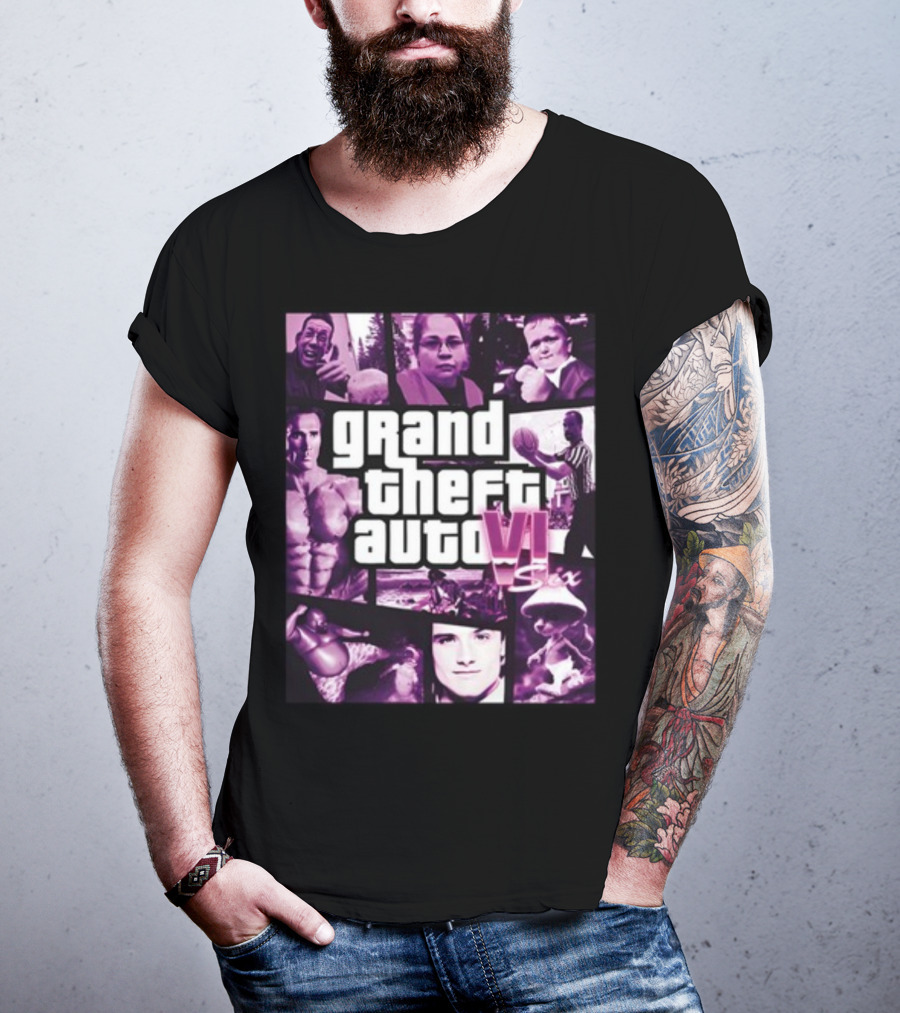 Grand Theft Auto VI Six Galleryno8 Purple Collage T-Shirt