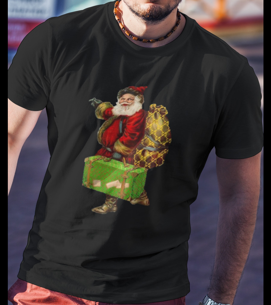 Santa With Chic Designer Style Backpack T-Shirt