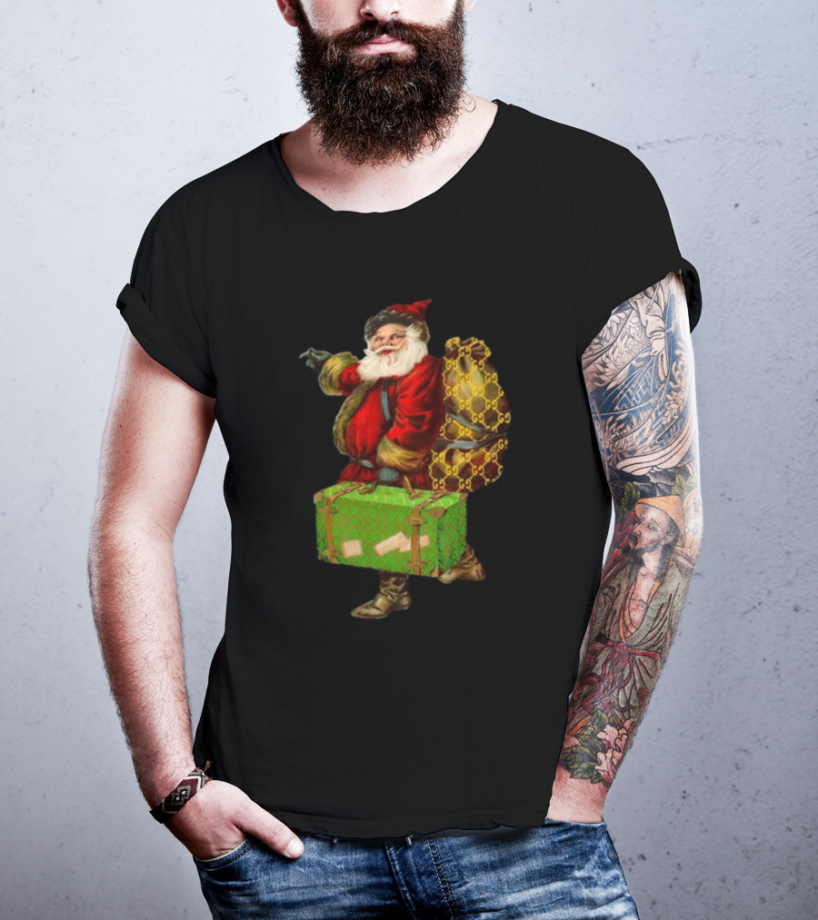 Santa With Chic Designer Style Backpack T-Shirt
