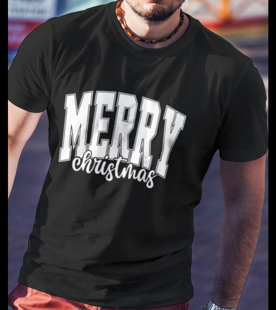 Merry Christmas Simple Classic Bold Festive Text T-Shirt