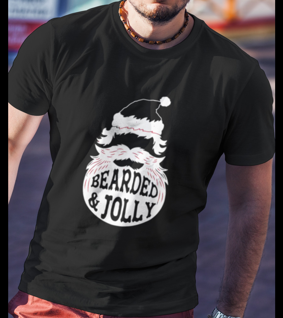 Mens Santa Claus Bearded And Jolly Christmas T-Shirt