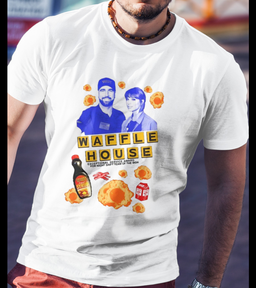 Waffle House Night Shift Team Exceptional Service Award Featuring Syrup Eggs And Milk T-Shirt