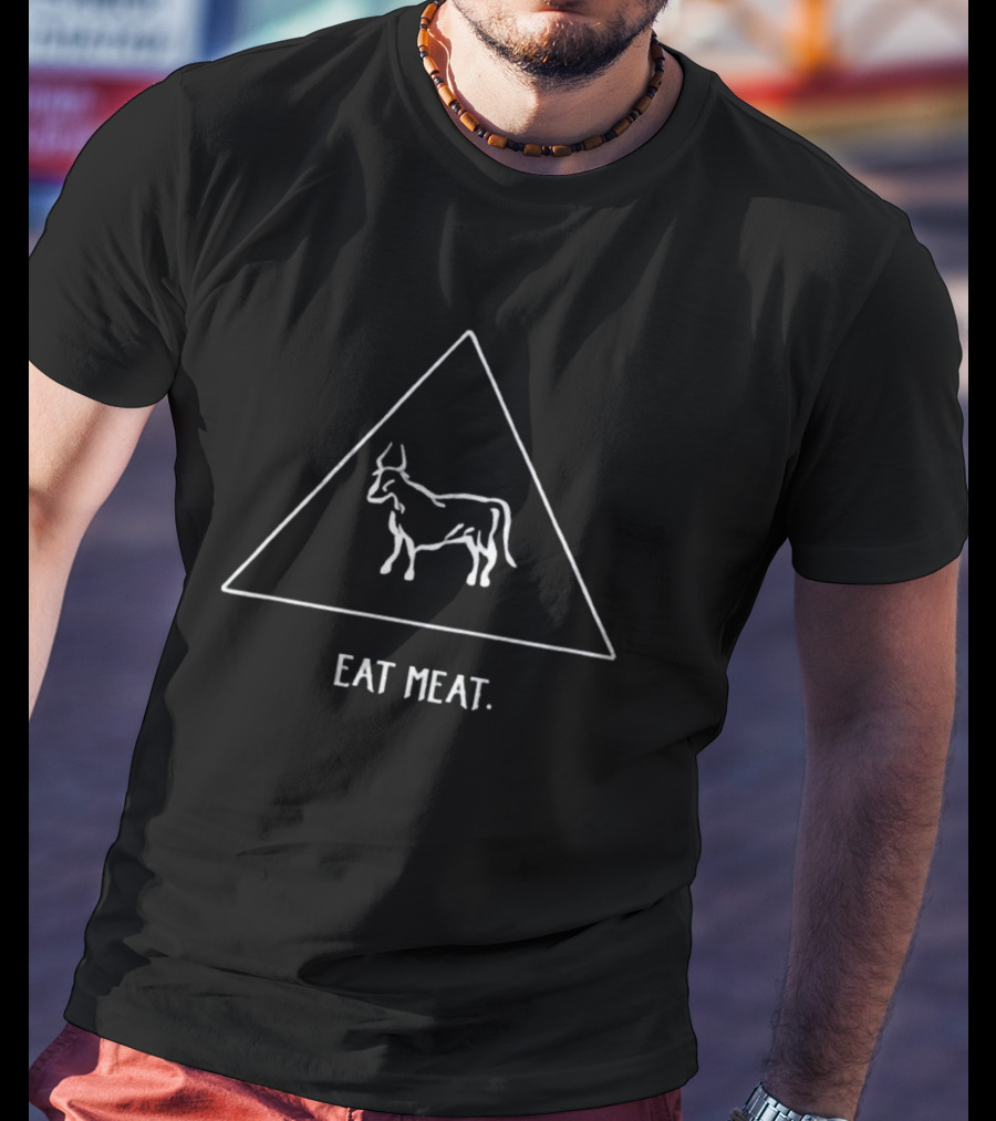Eat Meat Triangle With Bull Icon The Carnivore Bar T-Shirt