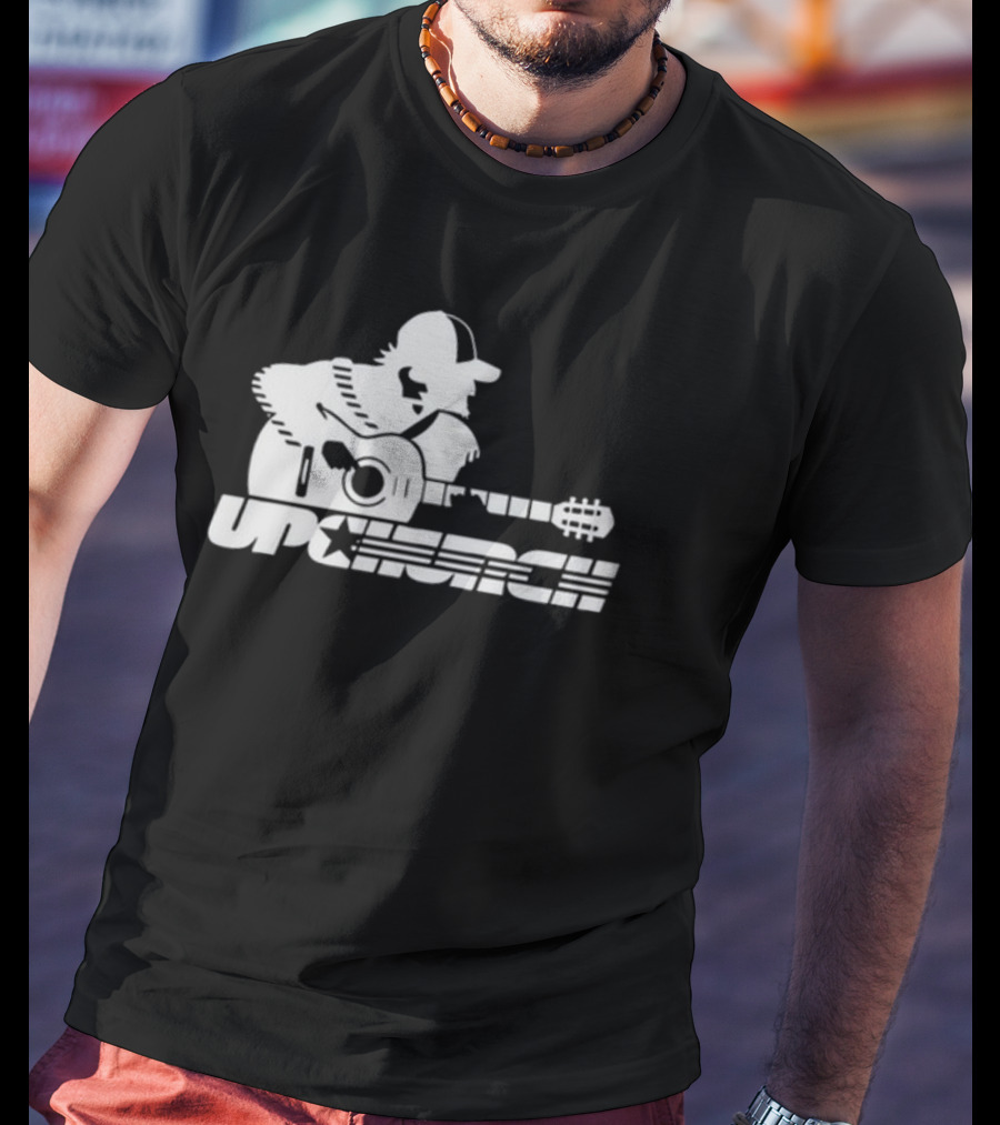 Upchurch Acoustic Guitar Player Silhouette With Star Text T-Shirt