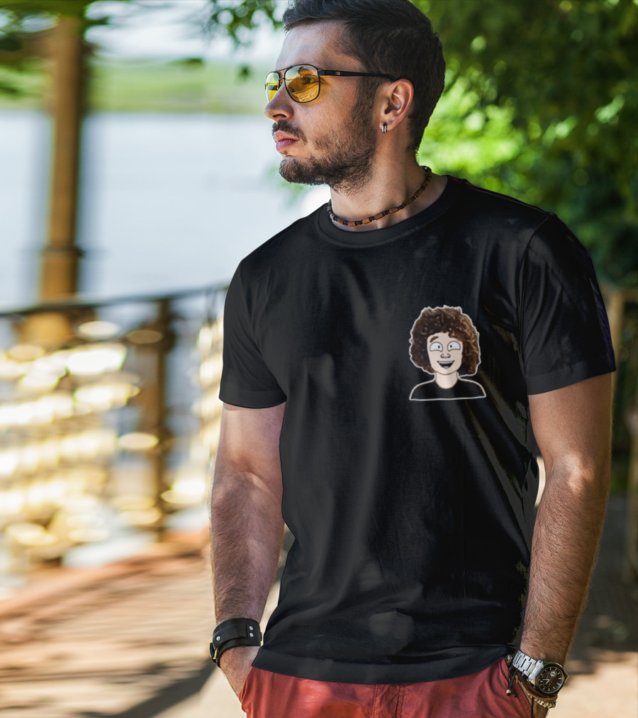 Nelson Neumann Cartoon Character With Curly Hair T-Shirt