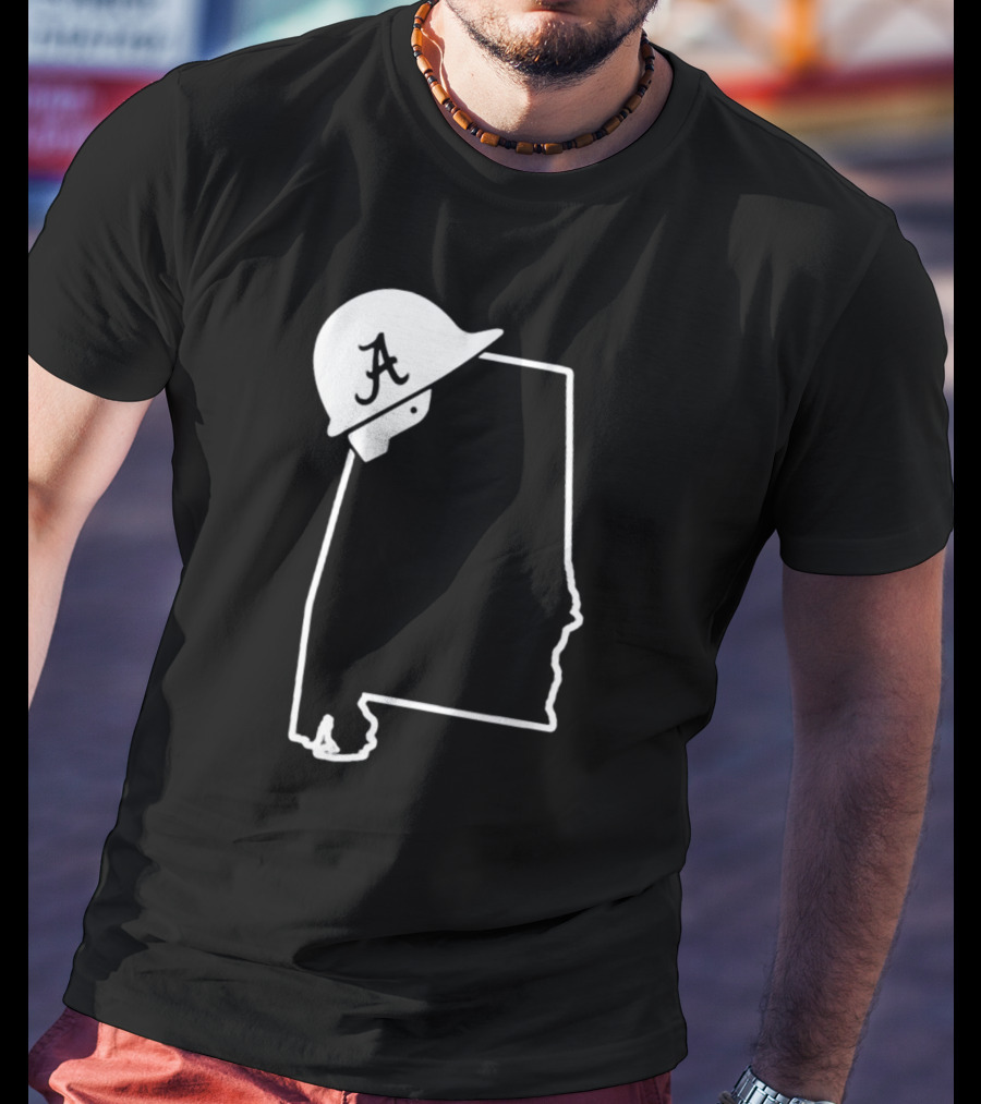 Alabama State Outline With Safety Helmet Featuring A T-Shirt