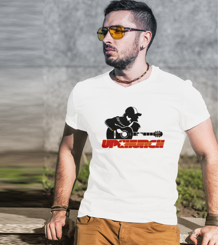 Upchurch Yellow Black Red Silhouette Guitar Player T-Shirt