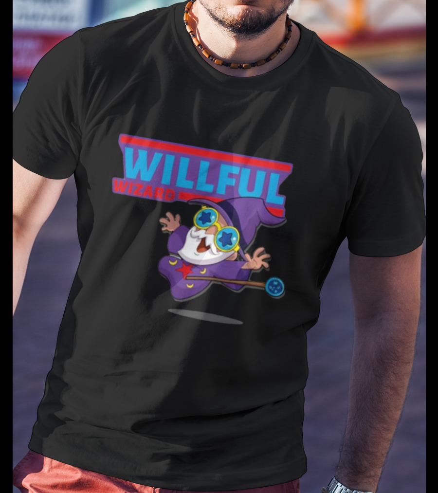 Veefriends Willful Wizard Character Starry Eyed Purple Cloak Wand T-Shirt
