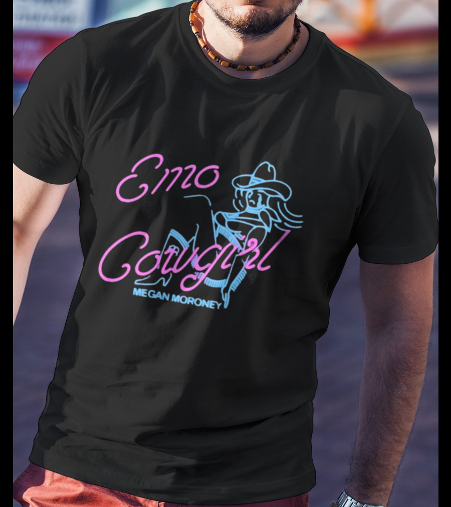 Emo Cowgirl Megan Moroney Vintage Neon Style Drawing T-Shirt