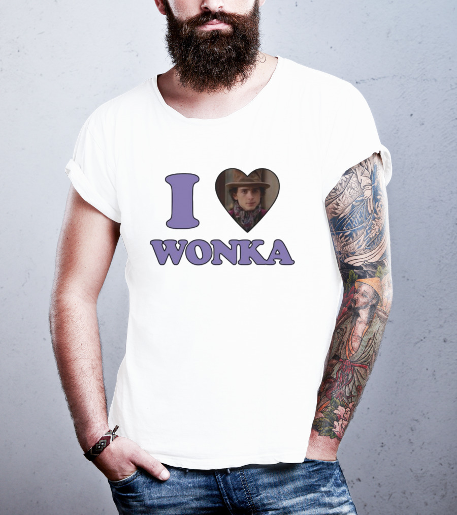 Mustardyardpress I Heart Wonka Hat And Scarf Character Image T-Shirt