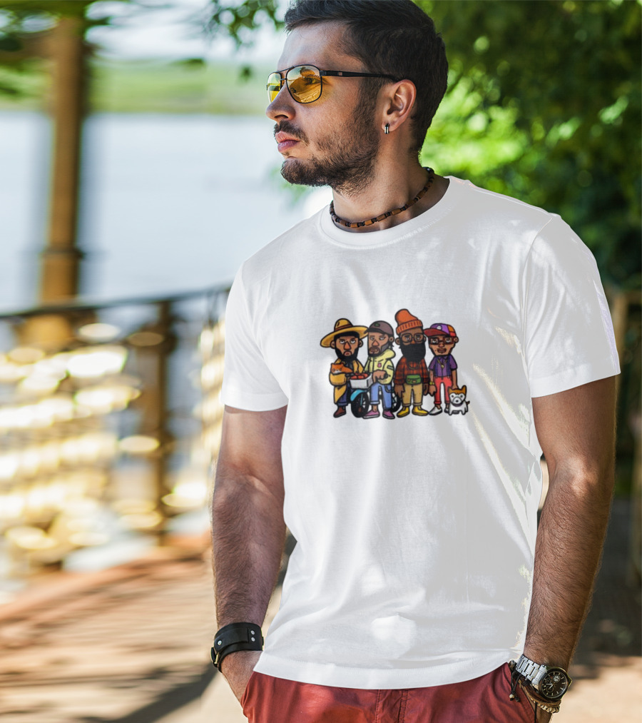 Lolwtferic Hipster Outfit Cartoon Crew With Dog T-Shirt