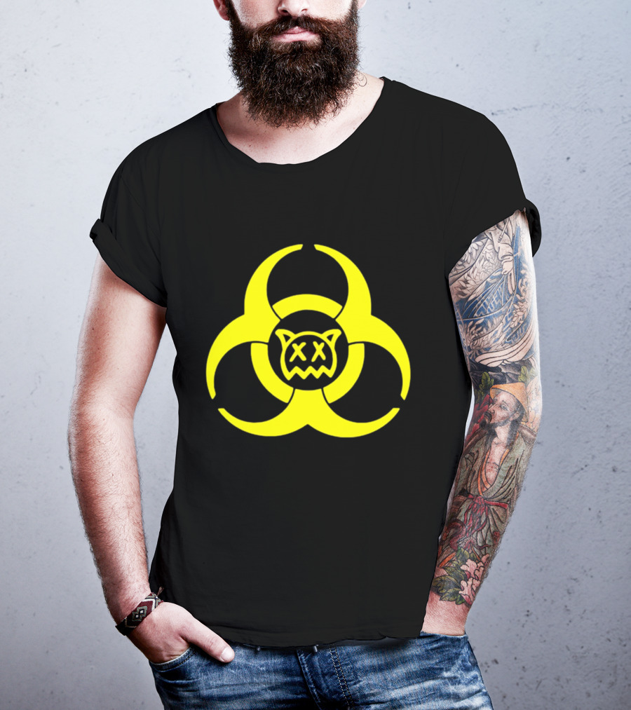 Ren Biohazard Symbol With X-Eyed Cat Face T-Shirt