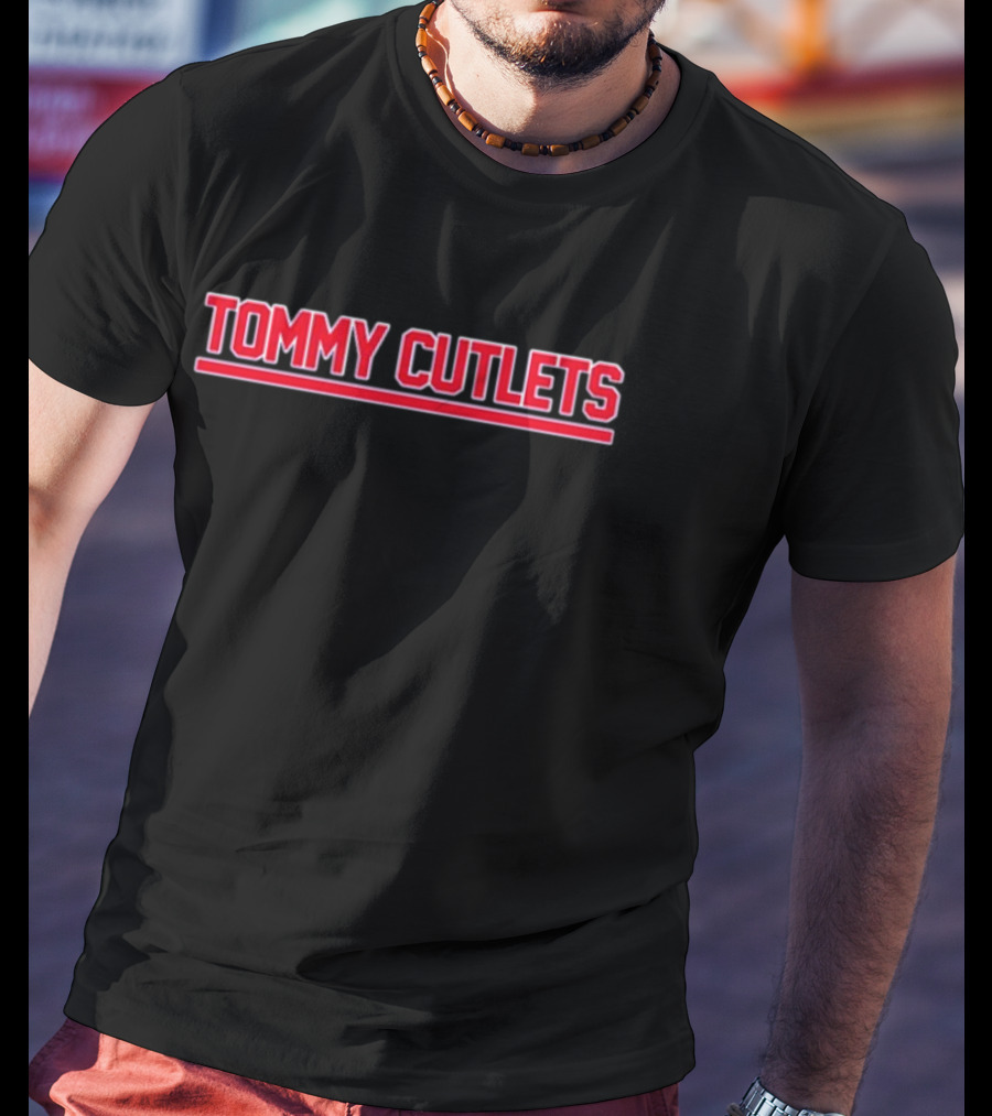 Nickyscarlotta Tommy Cutlets Bold Red Lettering T-Shirt