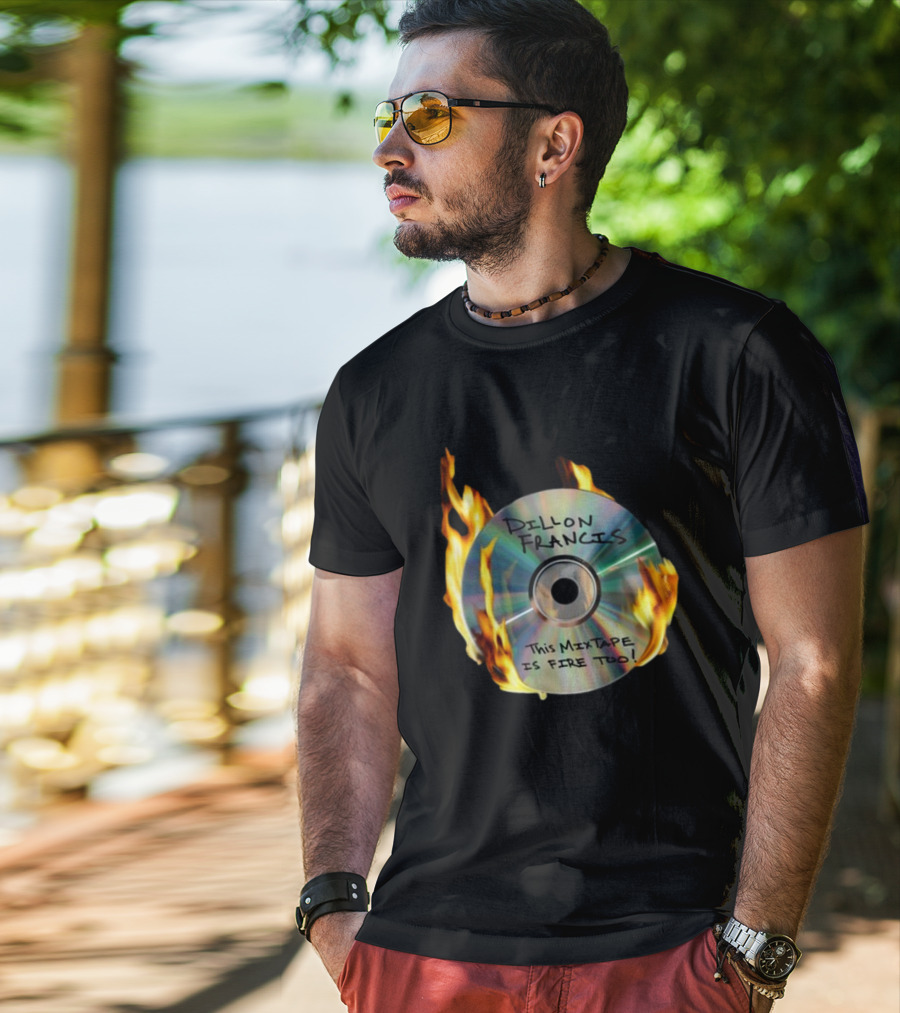 IDGAFOS Dillon Francis This Mixtape Is Fire Too CD Flames T-Shirt