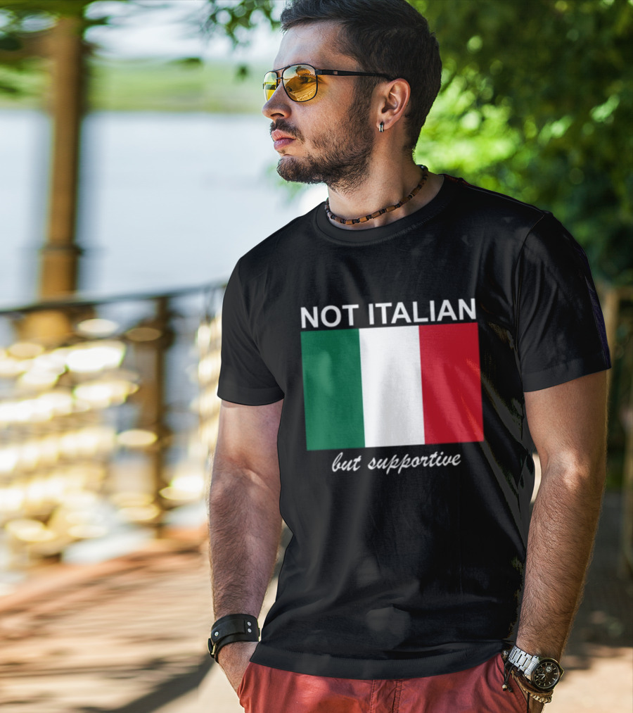 Big Cat Not Italian But Supportive Italian Flag T-Shirt