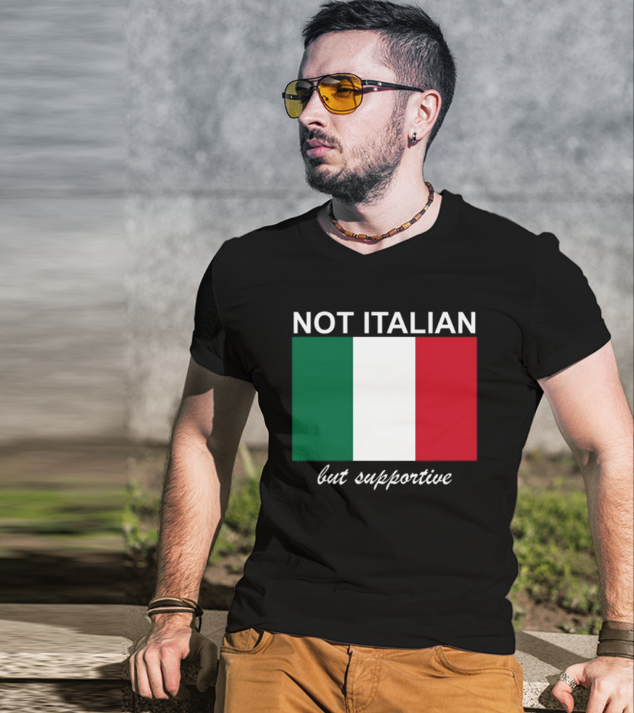 Big Cat Not Italian But Supportive Italian Flag T-Shirt