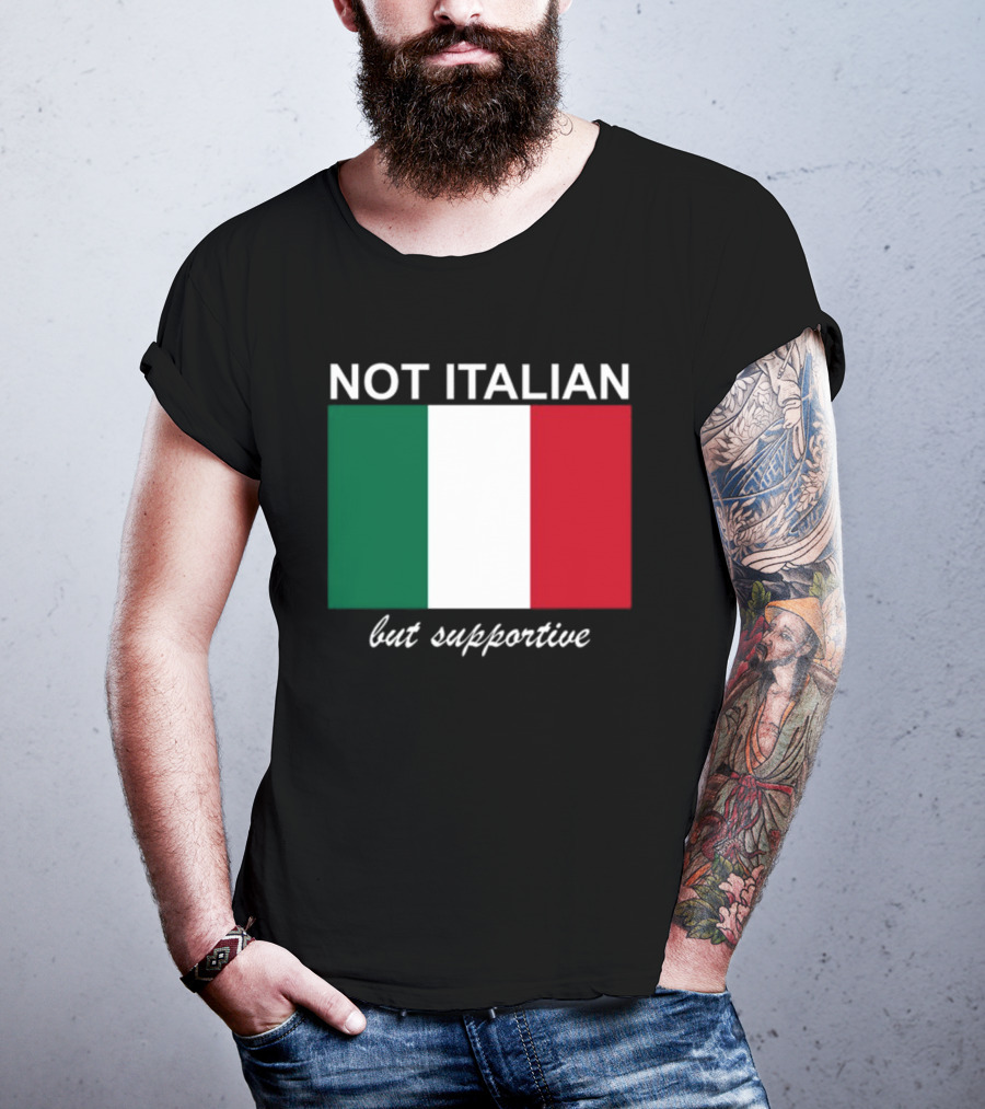 Big Cat Not Italian But Supportive Italian Flag T-Shirt