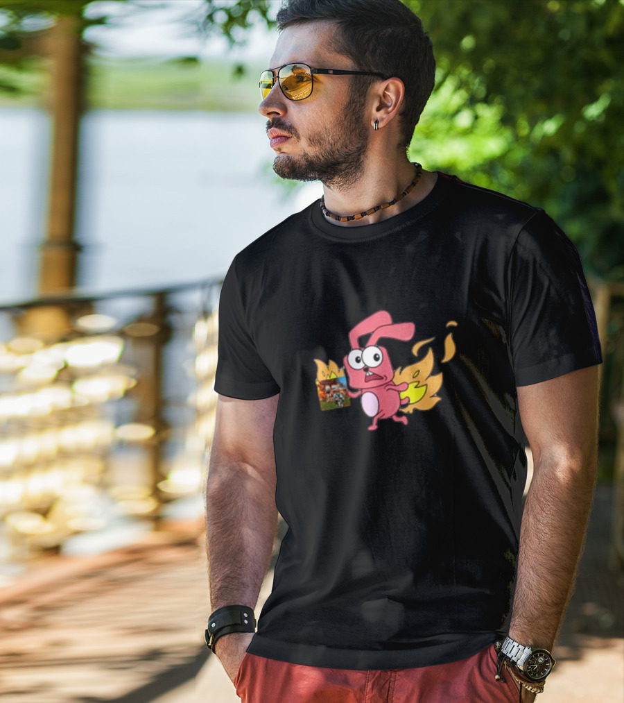 Idgafos Bunny With Flaming Tail Holding Book By Dillon Francis T-Shirt