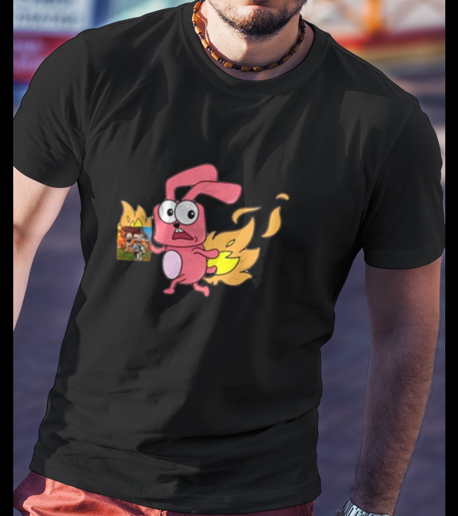 Idgafos Bunny With Flaming Tail Holding Book By Dillon Francis T-Shirt