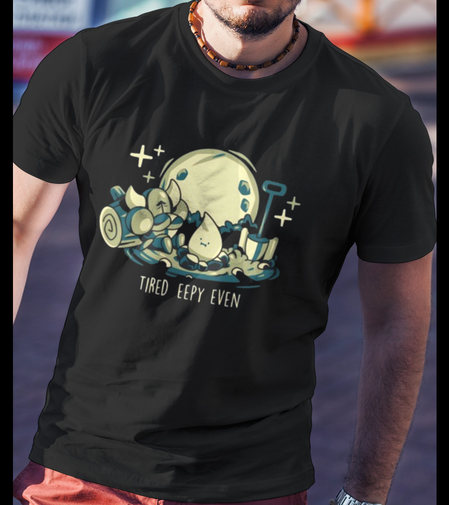 Tired Eepy Even Sleepy Characters Under Moonlit Sky T-Shirt