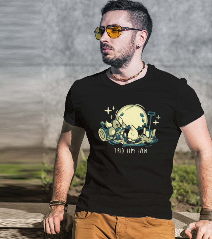 Tired Eepy Even Sleepy Characters Under Moonlit Sky T-Shirt