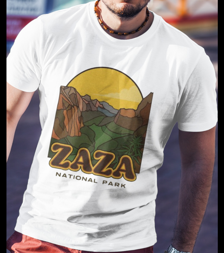 Zaza National Park Vintage Landscape With Mountains And Yellow Sunset T-Shirt