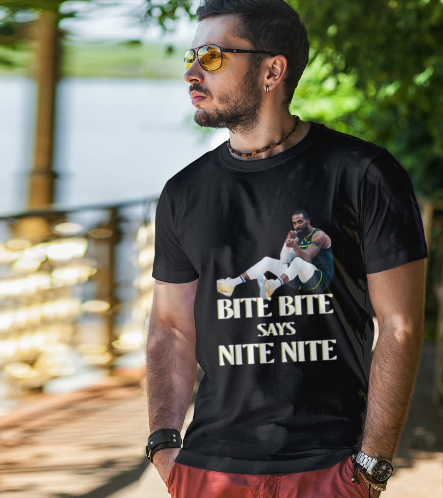 Bite Bite Says Nite Nite Basketball Player Sitting Pose T-Shirt
