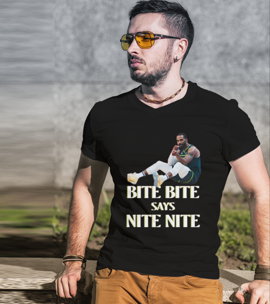 Bite Bite Says Nite Nite Basketball Player Sitting Pose T-Shirt