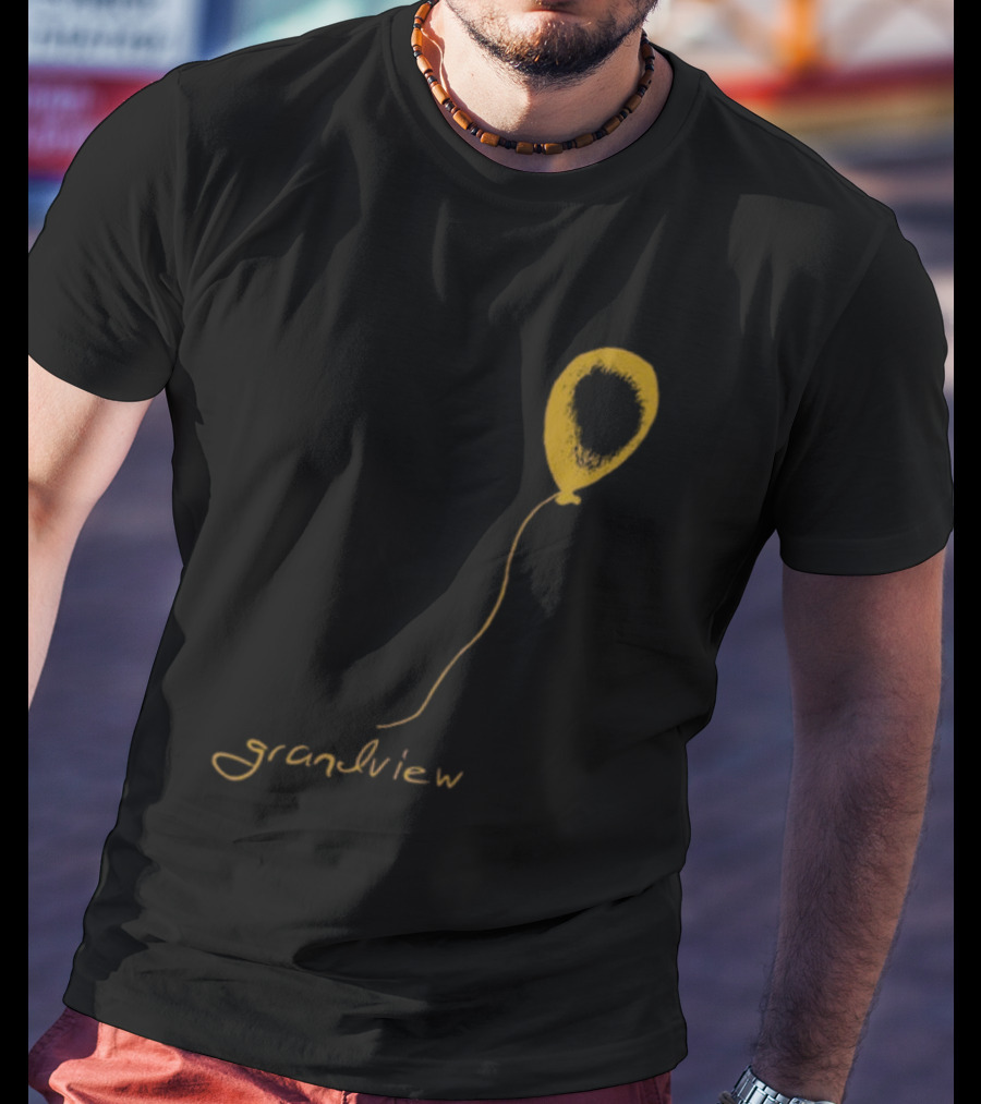 Yellow Balloon Sketch With 'Grandview' Script T-Shirt