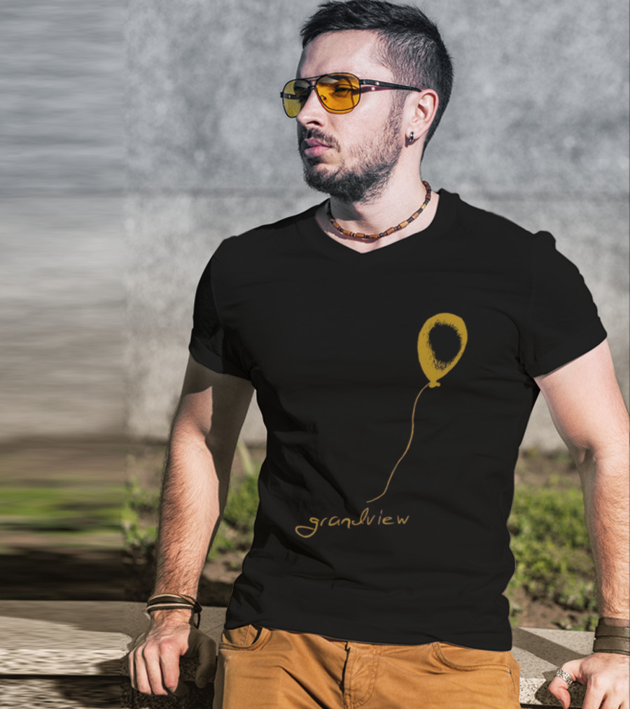 Yellow Balloon Sketch With 'Grandview' Script T-Shirt