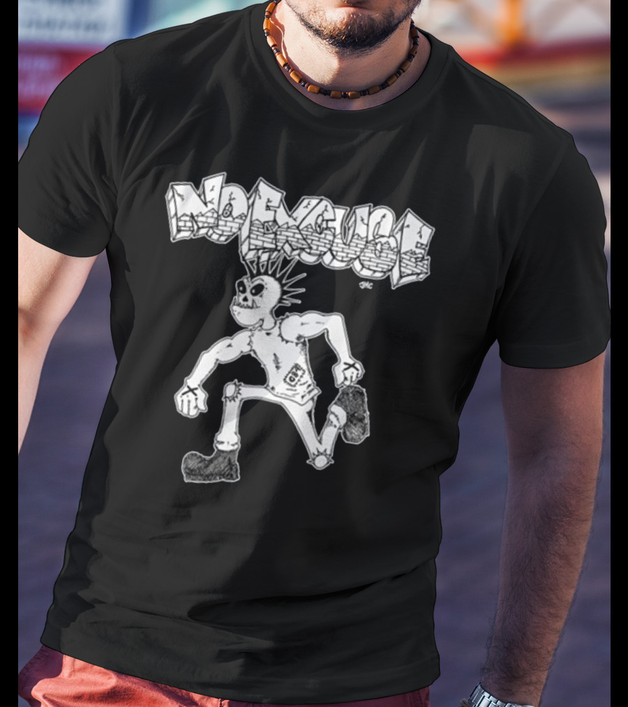 No Excuse Punk Skeleton In Graffiti T-Shirt