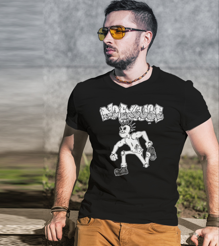No Excuse Punk Skeleton In Graffiti T-Shirt