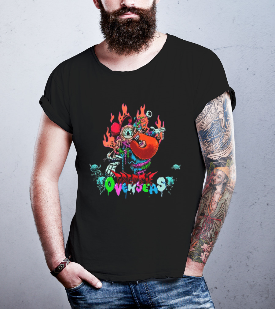 Freddie Overseas Onlepine Psychedelic Cartoon Creature With Flames T-Shirt