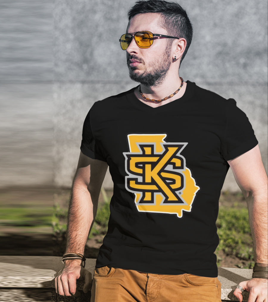 Kennesawfifty1 KS Letter Overlay On Georgia Shape T-Shirt