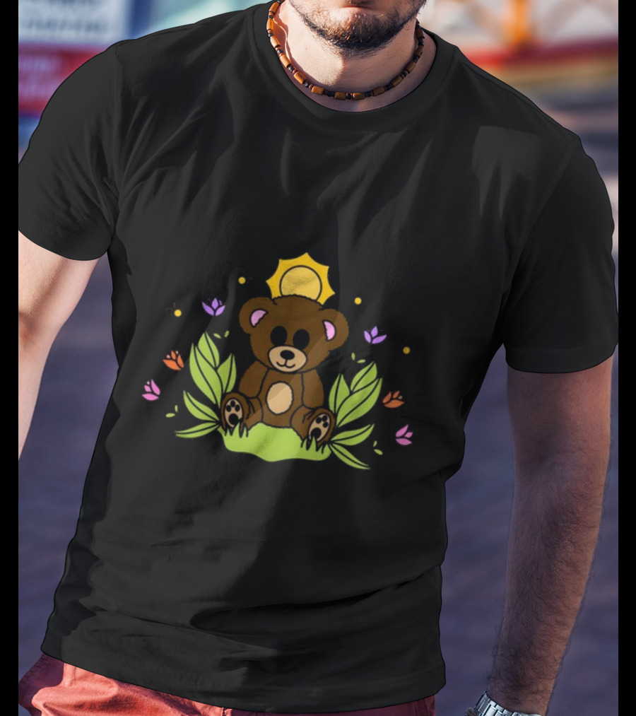Take It Easy On Yourself Themindfulbutterflyy Bear With Flowers And Sunburst T-Shirt