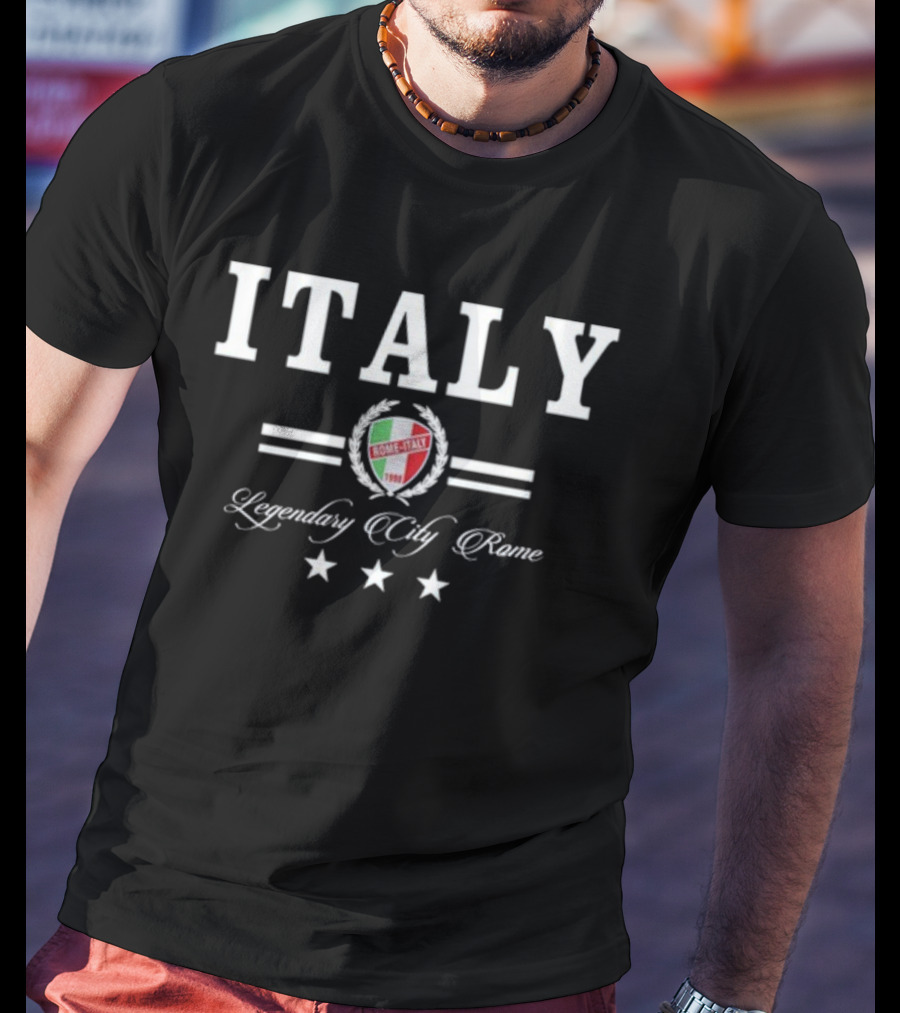 Italy Legendary City Rome 1998 Badge Stars T-Shirt