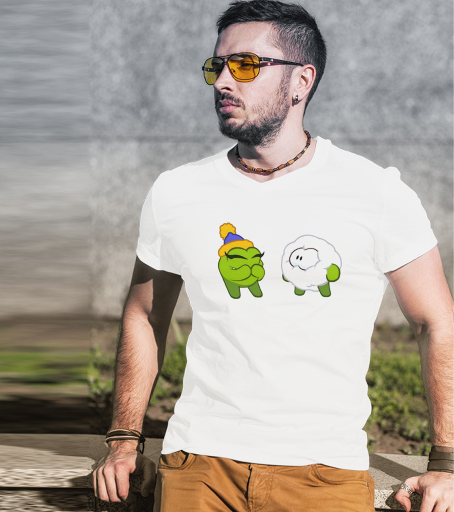 Cut The Rope Om Nom Winter With Snowball Character T-Shirt