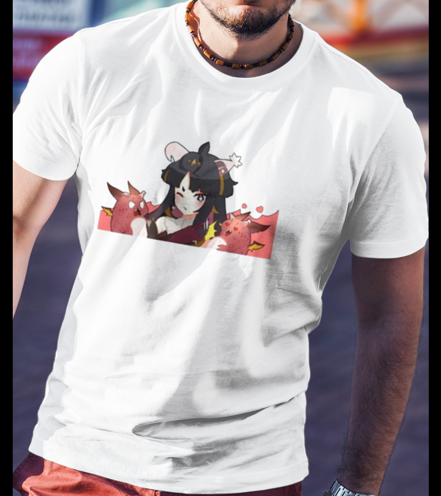 Vreverie Rana Ianna Winking Girl With Red Creatures T-Shirt