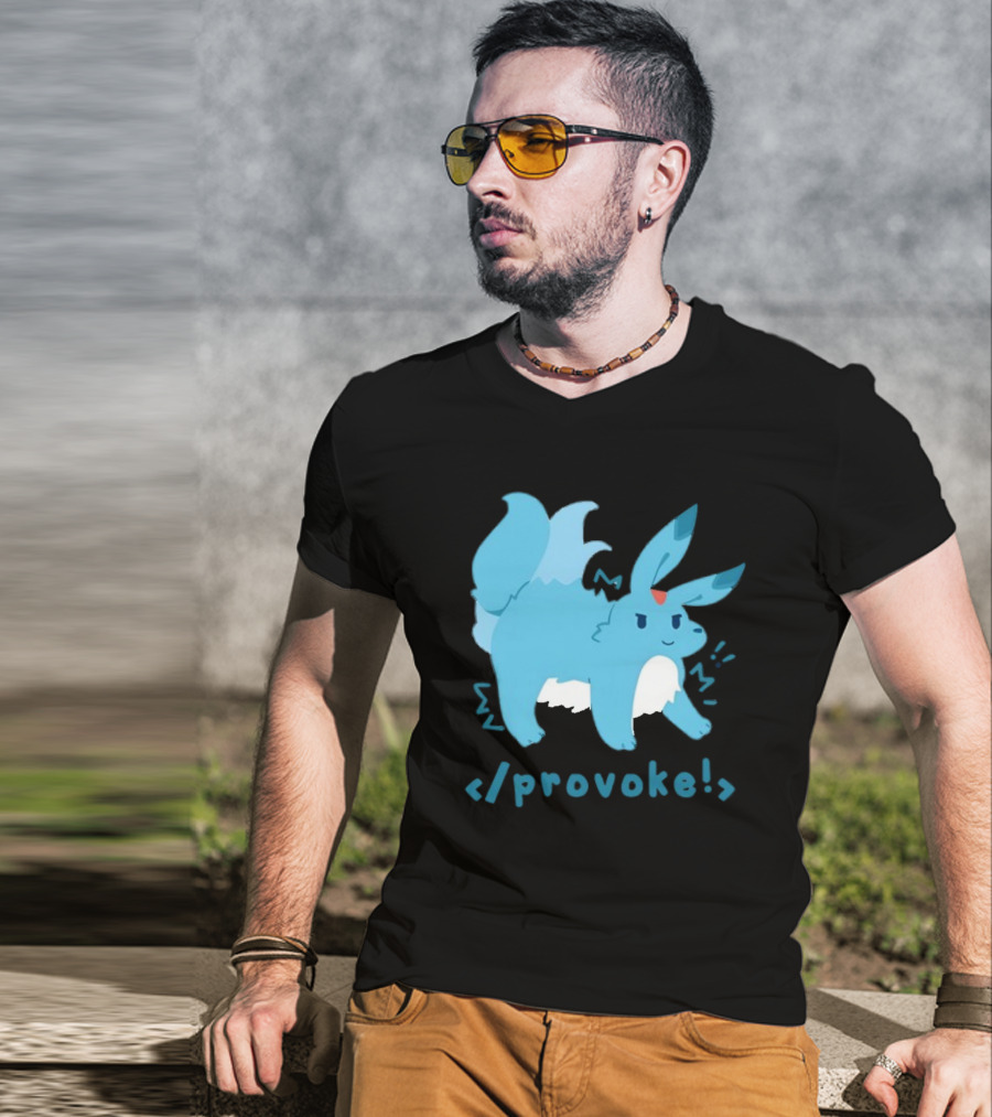 Provoke Pokemon Inspired Blue Character With Coding Element T-Shirt