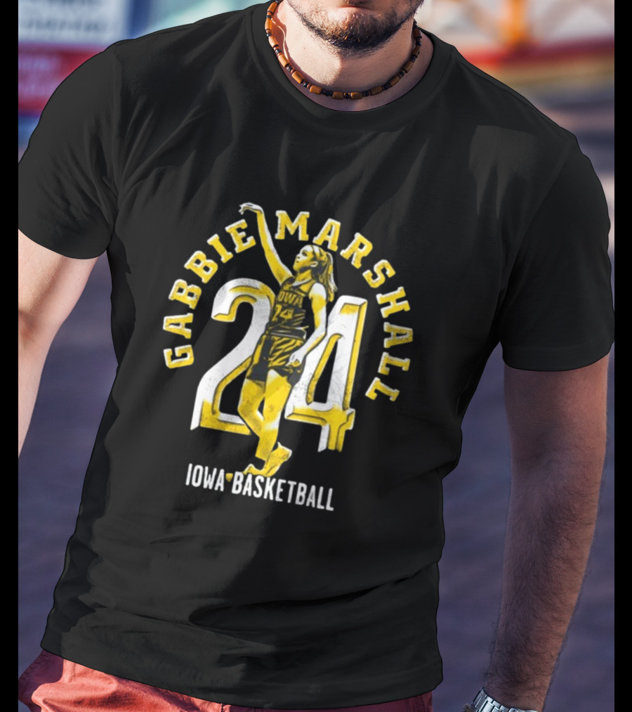Gabbie Marshall 24 Iowa Basketball Player Iconic Jersey T-Shirt