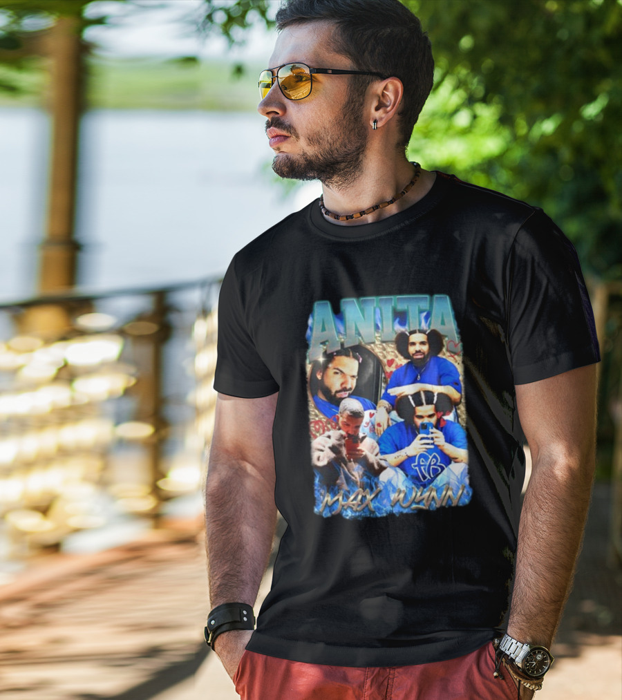 Anita Max Wynn Goofy Garms Blue Photography Collage T-Shirt